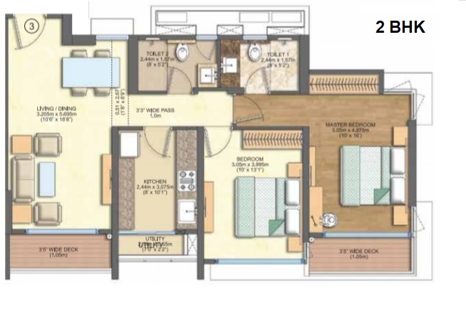 Wadhwa Courtyard Thane 1.5 BHK Plan