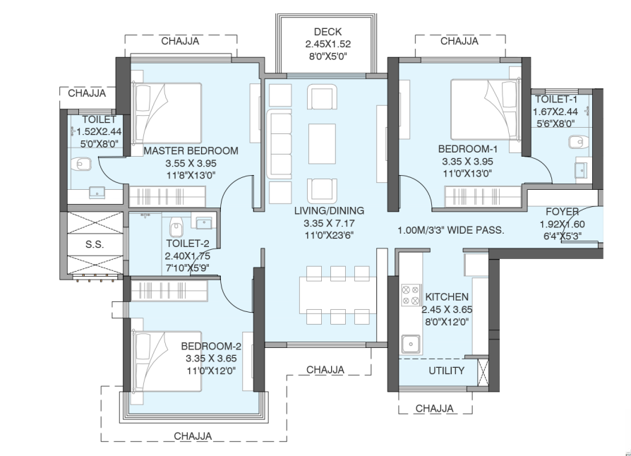 Wadhwa TW Gardens Kandivali 2.5BHK Plan